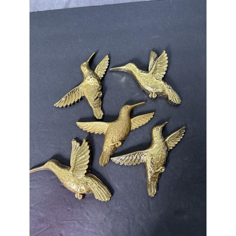 Vintage Homco Gold Hummingbird Wall Decor Lot of 5 1985 USA Birds